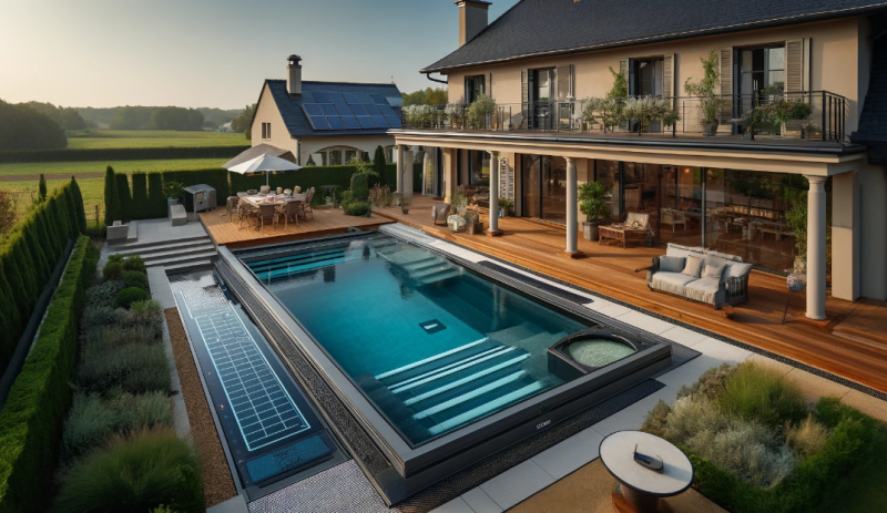 Installation de piscines luxueuse et sur mesure avec un système de chauffage et abri automatique près de Macon 71 Saône et Loire