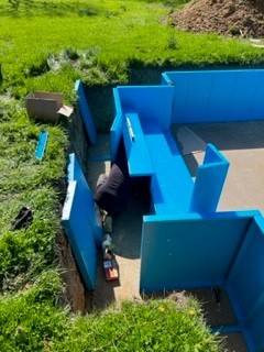 construction piscine escalier décroché à Lusigny près de Moulins dans l'Allier